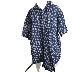 Untuckit XXL button front polo shirt collar flower graphic print short sleeve
